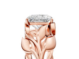Rose gold Radiant Cut Solitaire Leaf-Inspired Engagement Ring with Prong Setting_24