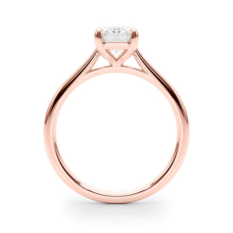 Rose gold Radiant Cut Solitaire Ring with Cathedral Band and Four-Prong Setting 1