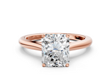 Rose gold Radiant Cut Solitaire Ring with Cathedral Band and Four-Prong Setting_116