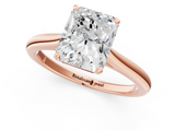 Rose gold Radiant Cut Solitaire Ring with Cathedral Band and Four-Prong Setting_117