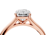 Rose gold Radiant Cut Solitaire Ring with Cathedral Band and Four-Prong Setting_120