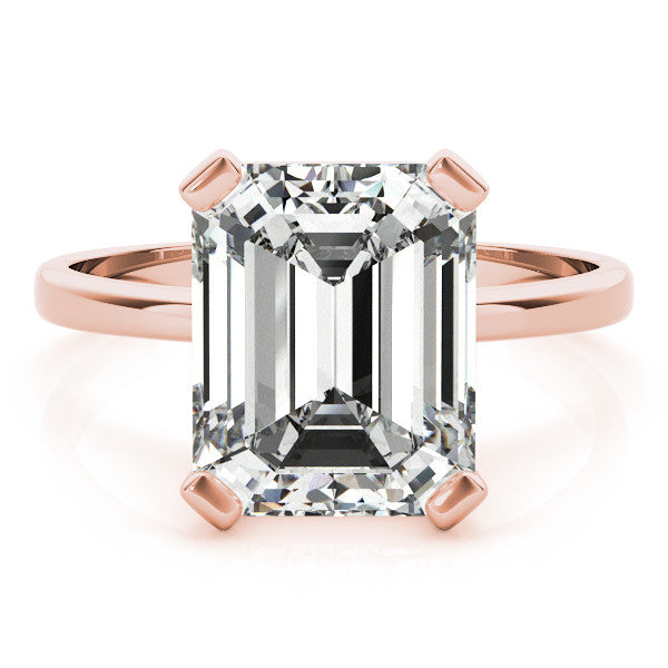 Rose gold Radiant Cut Solitaire Ring with Four-Prong Setting and Classic Band