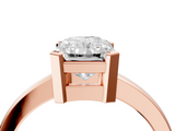 Rose gold Radiant Cut Solitaire Ring with Four-Prong Setting and Classic Band_51