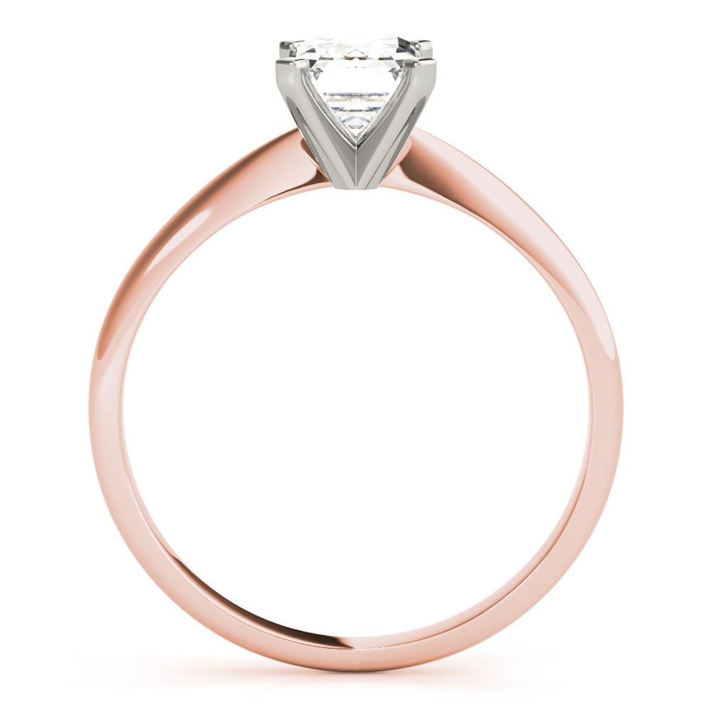 Rose gold Radiant Cut Solitaire Ring with Four-Prong Setting on a Classic Band 1