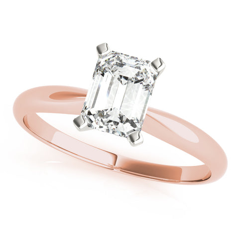 Rose gold Radiant Cut Solitaire Ring with Four-Prong Setting on a Classic Band 2