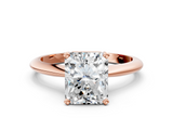 Rose gold Radiant Cut Solitaire Ring with Four-Prong Setting on a Classic Band_57