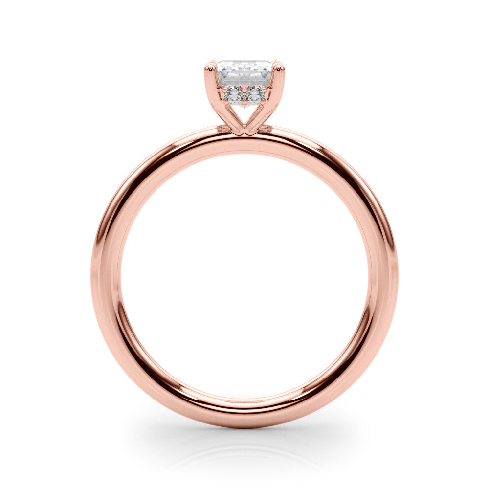 Rose gold Radiant Cut Solitaire Ring with Thin Band and Four-Prong Setting 1