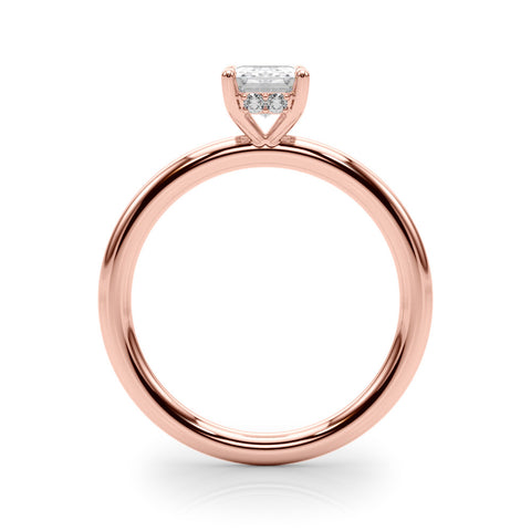 Rose gold Radiant Cut Solitaire Ring with Thin Band and Four-Prong Setting 1