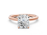 Rose gold Radiant Cut Solitaire Ring with Thin Band and Four-Prong Setting_36