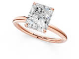 Rose gold Radiant Cut Solitaire Ring with Thin Band and Four-Prong Setting_37