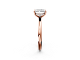 Rose gold Radiant Cut Solitaire Ring with Thin Band and Four-Prong Setting_38