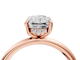 Rose gold Radiant Cut Solitaire Ring with Thin Band and Four-Prong Setting_40