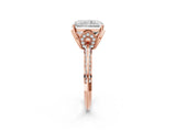 Rose gold Radiant Cut Solitaire Split Shank Pave Diamond Engagement Ring with Four-Prong Setting_11