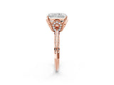 Rose gold Radiant Cut Solitaire Split Shank Pave Diamond Engagement Ring with Four-Prong Setting_35