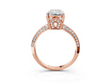 Rose gold Radiant Cut Solitaire Split Shank Pave Diamond Engagement Ring with Four-Prong Setting_36