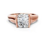 Rose gold Radiant Cut Solitaire Tension Set Diamond Ring with Split Shank Band_15