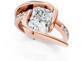 Rose gold Radiant Cut Solitaire Tension-Set Diamond Split Shank Ring_16