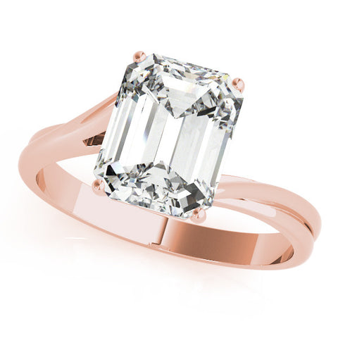 Rose gold Radiant Cut Solitaire Twist Band Ring with Four-Prong Setting 1