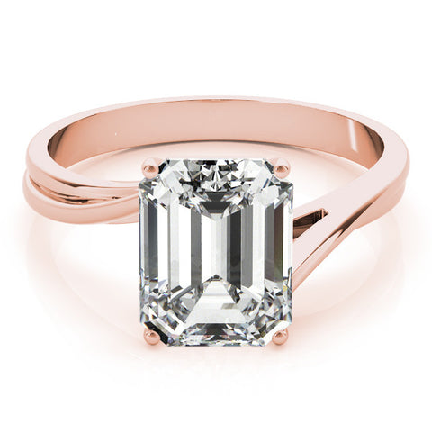 Rose gold Radiant Cut Solitaire Twist Band Ring with Four-Prong Setting 2