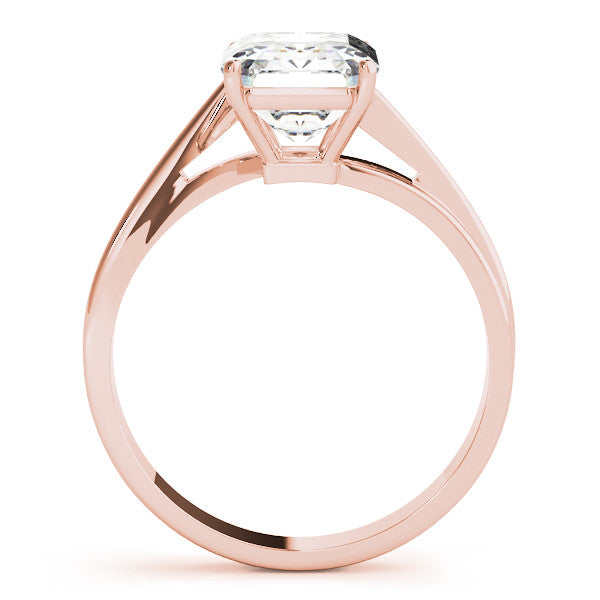 Rose gold Radiant Cut Solitaire Twist Band Ring with Four-Prong Setting