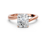 Rose gold Radiant Cut Solitaire Twist Band Ring with Four-Prong Setting_85