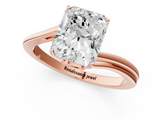 Rose gold Radiant Cut Solitaire Twist Band Ring with Four-Prong Setting_86