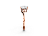 Rose gold Radiant Cut Solitaire Twist Band Ring with Four-Prong Setting_87
