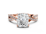 Rose gold Radiant Cut Solitaire Twist Pave Diamond Engagement Ring with Prong Setting_15