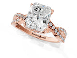 Rose gold Radiant Cut Solitaire Twist Pave Diamond Engagement Ring with Prong Setting_16