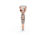 Rose gold Radiant Cut Solitaire Twist Pave Diamond Engagement Ring with Prong Setting_17