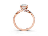 Rose gold Radiant Cut Solitaire Twist Pave Diamond Engagement Ring with Prong Setting_18