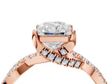 Rose gold Radiant Cut Solitaire Twist Pave Diamond Engagement Ring with Prong Setting_19