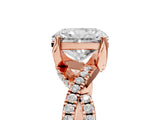 Rose gold Radiant Cut Solitaire Twist Pave Diamond Engagement Ring with Prong Setting_20
