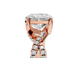 Rose gold Radiant Cut Solitaire Twist Pave Diamond Engagement Ring with Prong Setting_32