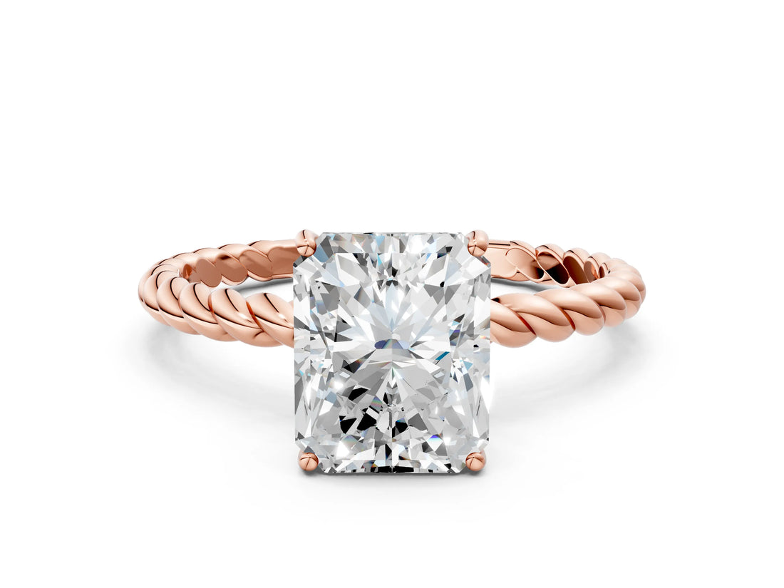 Rose gold Radiant Cut Solitaire Twisted Band 4-Prong Ring_15