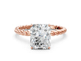 Rose gold Radiant Cut Solitaire Twisted Band 4-Prong Ring_15