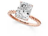 Rose gold Radiant Cut Solitaire Twisted Band 4-Prong Ring_16