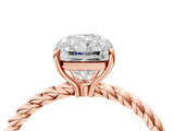 Rose gold Radiant Cut Solitaire Twisted Band 4-Prong Ring_19