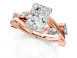 Rose gold Radiant Cut Solitaire Twisted Band Marquise Accent Prong Setting Ring_16