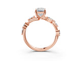 Rose gold Radiant Cut Solitaire Twisted Band Marquise Accent Prong Setting Ring_18