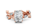 Rose gold Radiant Cut Solitaire Twisted Band Marquise Accent Prong Setting Ring_3