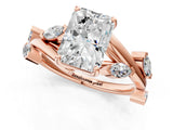 Rose gold Radiant Cut Solitaire Twisted Band Marquise Accent Prong Setting Ring_4