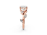 Rose gold Radiant Cut Solitaire Twisted Band Marquise Accent Prong Setting Ring_5