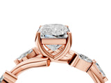 Rose gold Radiant Cut Solitaire Twisted Band Marquise Accent Prong Setting Ring_7