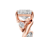 Rose gold Radiant Cut Solitaire Twisted Band Marquise Accent Prong Setting Ring_8