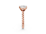 Rose gold Radiant Cut Solitaire Twisted Band with Four-Prong Setting_122