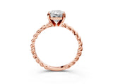 Rose gold Radiant Cut Solitaire Twisted Band with Four-Prong Setting_123