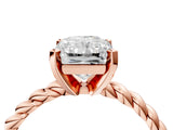 Rose gold Radiant Cut Solitaire Twisted Band with Four-Prong Setting_124