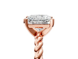 Rose gold Radiant Cut Solitaire Twisted Band with Four-Prong Setting_125