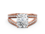 Rose gold Radiant Cut Split Shank Pave Diamond Ring with Four-Prong Setting_46